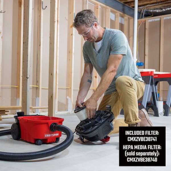 Craftsman 4 Gallon 5.0 Peak HP Wet/Dry Vac, Portable Shop Vacuum with Attachments - CMXEVBE17040