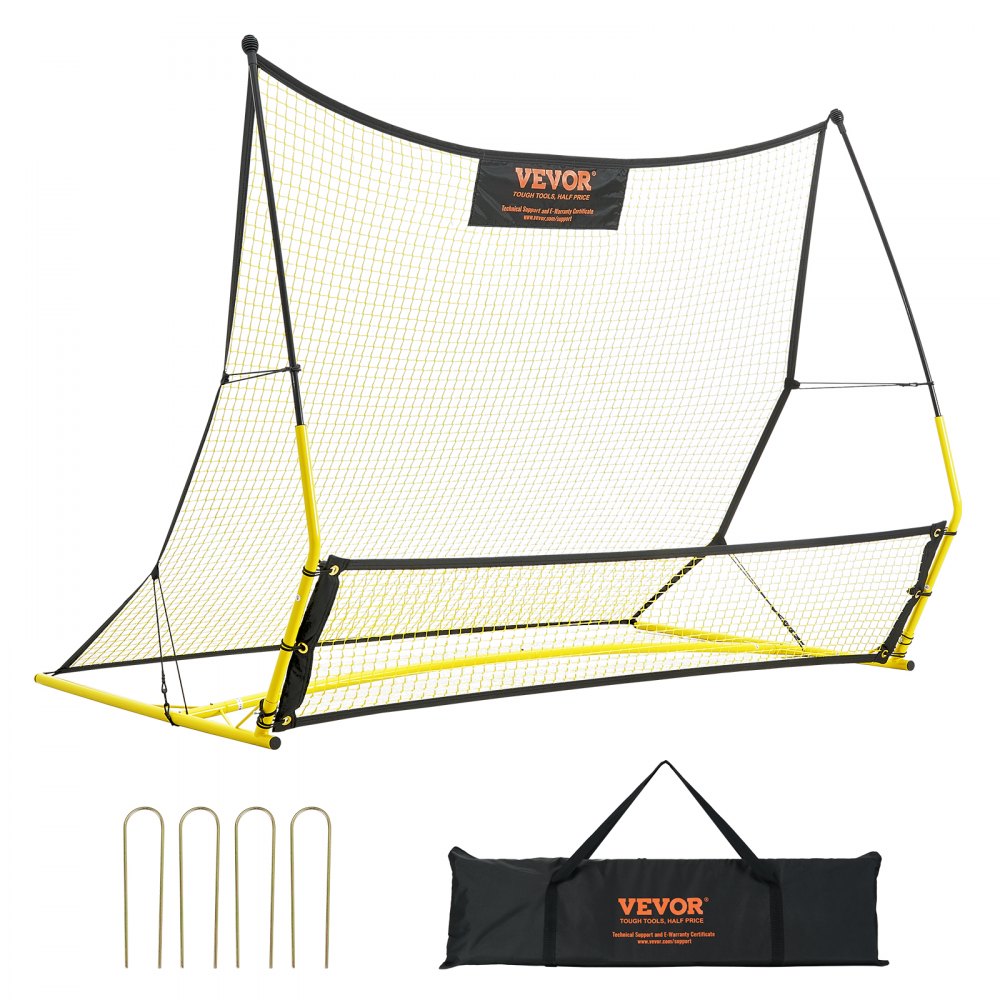 VEVOR Soccer Trainer, 2-IN-1 Portable Soccer Rebounder Net, 71"x40" Iron Soccer Practice Equipment, Sports Football Rebounder Wall with Portable Bag, Perfect for Team Solo Training, Passing, Volley - ZQHDWTZDZBXGZ780TV0