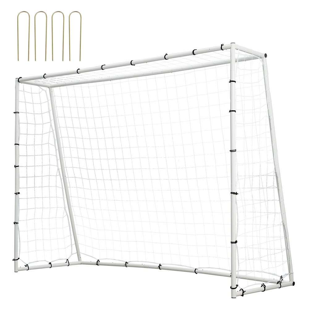 VEVOR Soccer Rebound Trainer, 8x6FT Iron Soccer Training Equipment, Sports Football Rebounder Wall with Double-Sided Rebounding Net & Goal, Perfect for Backyard Practicing, Solo Training, Passing - ZQHDWTZ86YCDW8UP6V0