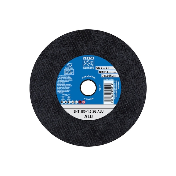 Disco de corte Pferd de 7" x .045", 7/8" A.H. - SG ALU - Tipo 1 - 63598