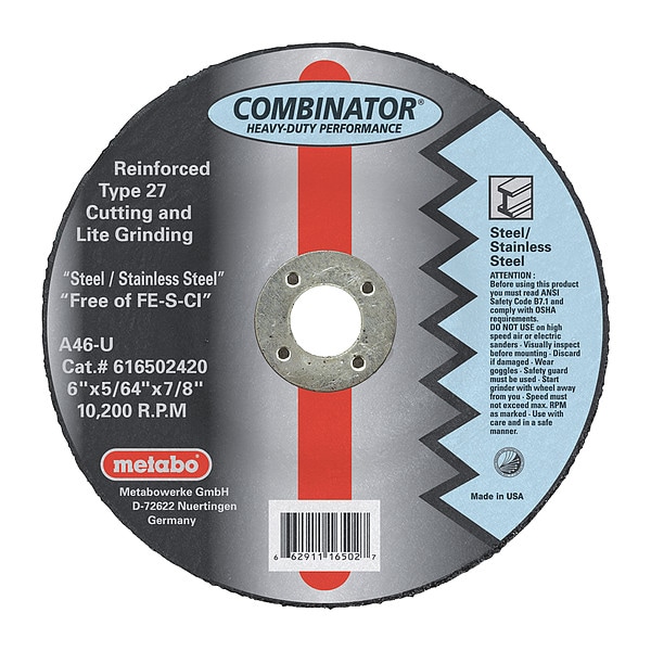 Combo Wheel, T27, A46U, 6"X5/64"X7/8" - 616502420