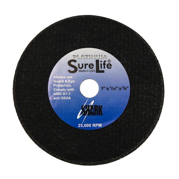 Ruedas de corte reforzadas de zirconia de 3" x 1/32" x 3/8" de Shark Industries - Paquete de 50 unidades, grano 60 - 13218