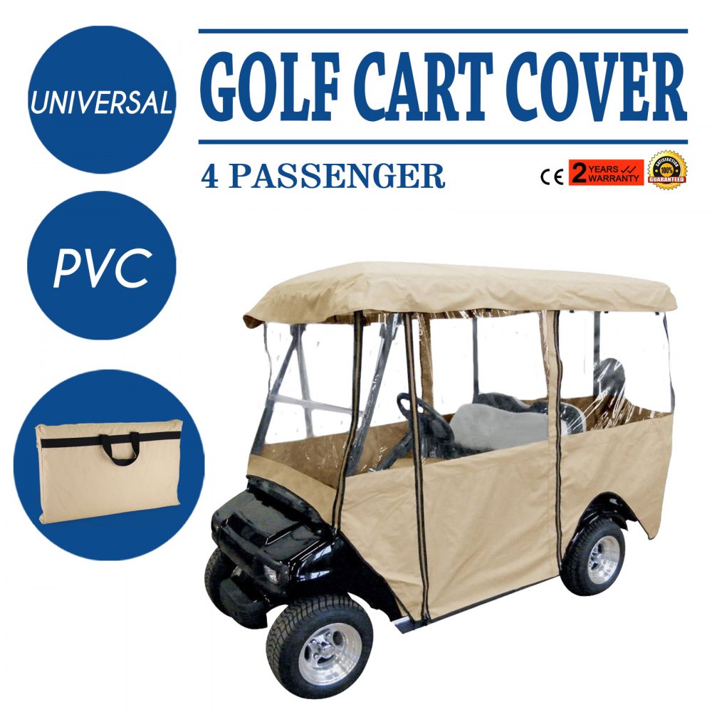 VEVOR Golf Cart Enclosure, 4-Person Golf Cart Cover, 4-Sided Fairway Deluxe, 300D Waterproof Driving Enclosure with Transparent Windows, Fit for EZGO, Club Car, Yamaha Cart (Roof Up to 78.7''L) - GEFQCZ00000000001V0