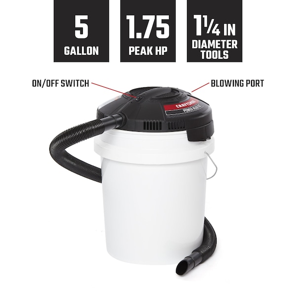 Craftsman Wet/Dry Vac Powerhead, 1.75 Peak HP Bucket Vacuum - CMXEVBE17678