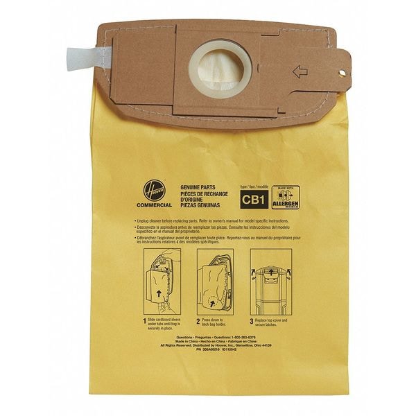 Hoover Commercial Vacuum Allergen Bag, PK10 - AH10273