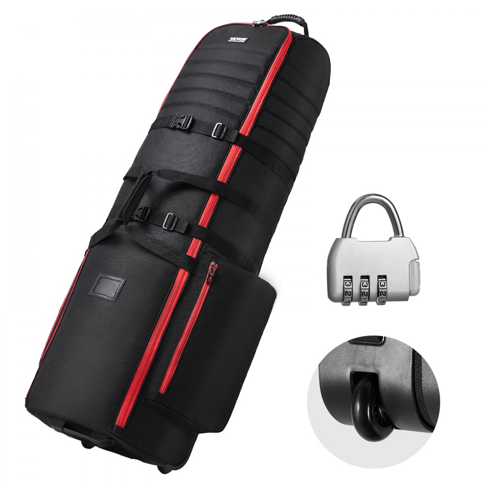 VEVOR Golf Club Travel Bag Golf Luggage Case Cover with Wheels 1800D Oxford - RBKRBK1800DNX40NZV0