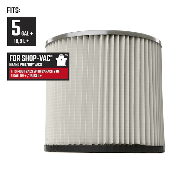 Craftsman Wet/Dry Vac Standard Replacement Filter for Shop Vac Branded Shop Vacuums - CMXZVBE38854