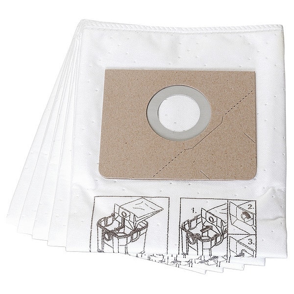Fein Vacuum Bag, Fits Fein Vacuum Brand, Fits Turbo I/Turbo I Set Vacuum Models, Dry, Fleece, 5 PK - 31345061010