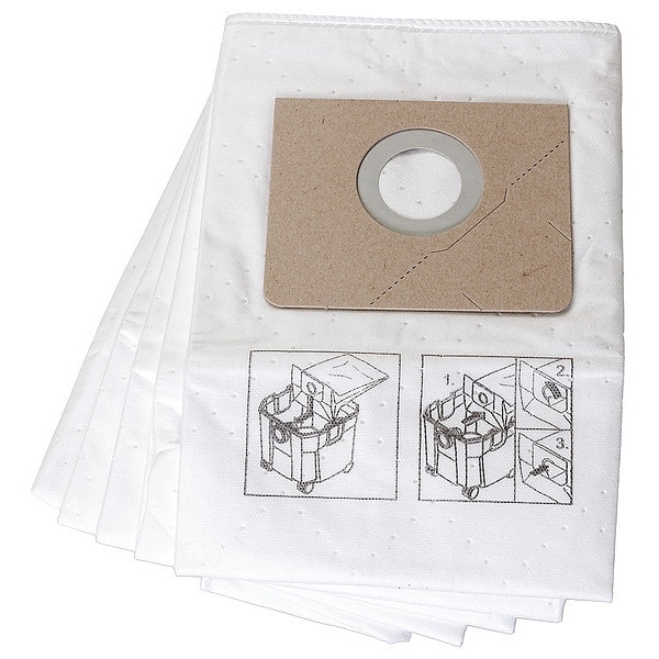 Fein Vacuum Bag, Fits Fein Vacuum Brand, Dry, Fleece, 1-Ply, Std, 31345062010, 5 PK - 31345062010