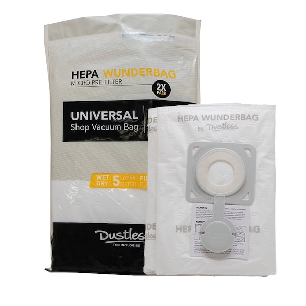 Dustless Technologies Universal Wet/Dry Vac HEP, 12-18 gal, PK2 - D1351