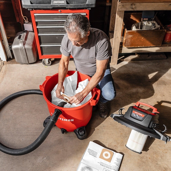 Craftsman General Purpose Wet/Dry Vac Dust Bags for 16 and 20 Gal. Shop Vacuums, 3PK - CMXZVBE38749