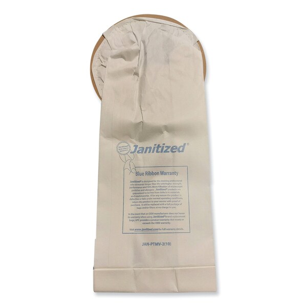 Janitized Vacuum Filters Designed to Fit Most Commercial 10 Qt. Backpack Vacs, PK10 PK - JAN-PTMV-2(10)