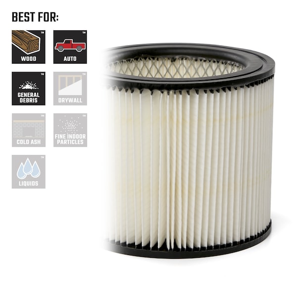 Craftsman Wet/Dry Vac Replacement Filter for Wall-Mount Shop Vac Branded Shop Vacuums - CMXZVBE38752