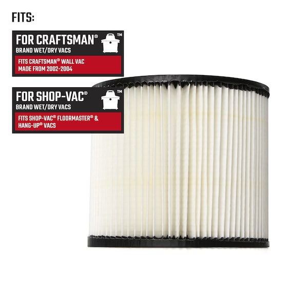 Craftsman Wet/Dry Vac Replacement Filter for Wall-Mount Shop Vac Branded Shop Vacuums - CMXZVBE38752