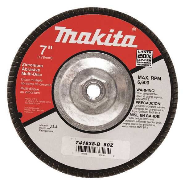 Disco multiusos Makita, 80 de grano, para GA7911, 7 pulgadas, paquete con 10 - 741838-B-10