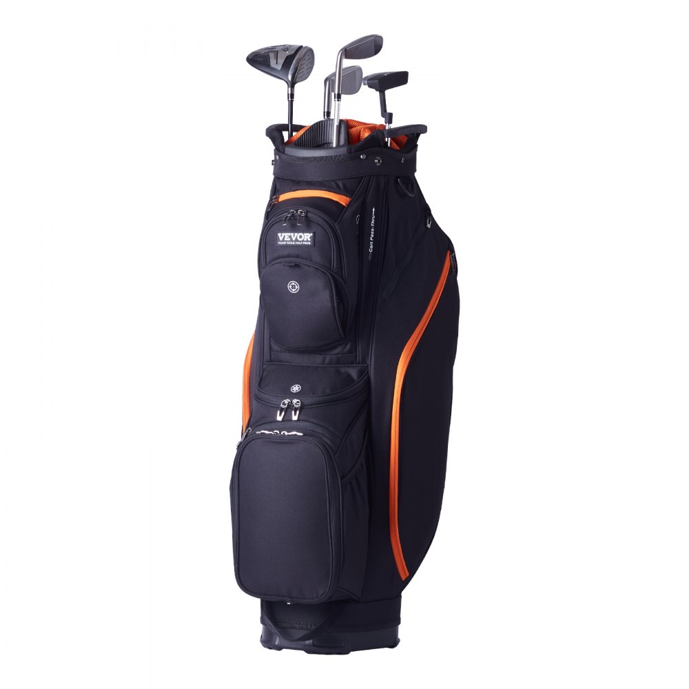 VEVOR Golf Cart Bag with 14 Way Organizer Divider Top, 36” 13 Pockets Premium Cart Bag, Durable Golf Bags with Handles & Dust Cover & Detachable Straps for Men & Women, Black & Orange - LSSTBLSSTB36441FQV0