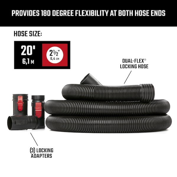 Craftsman 2-1/2 in. x 20 ft. POS-I-LOCK Wet/Dry Vacuum Hose Kit for Shop Vacuums - CMXZVBE38759