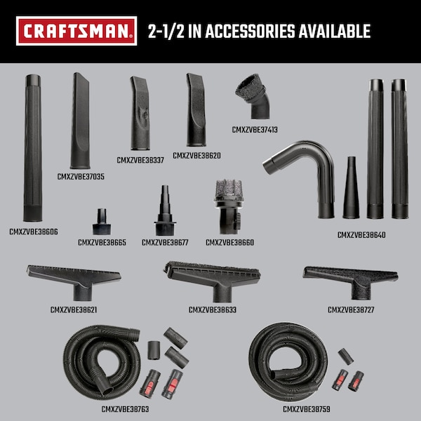 Craftsman 2-1/2 in. x 20 ft. POS-I-LOCK Wet/Dry Vacuum Hose Kit for Shop Vacuums - CMXZVBE38759