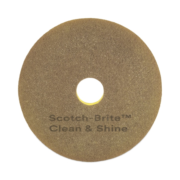 Scotch-Brite Clean and Shine Pad, 15 in. Diameter, Brown, 5PK - 7100148013
