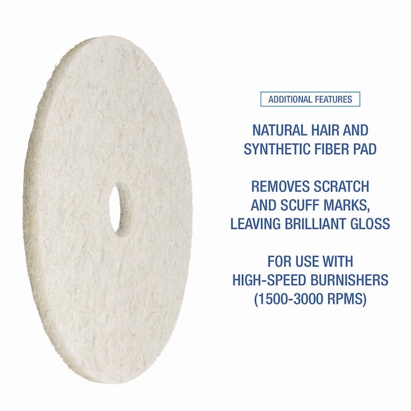 Boardwalk Natural Burnishing Floor Pads, 27 Diameter, White, 5PK - 7000126619