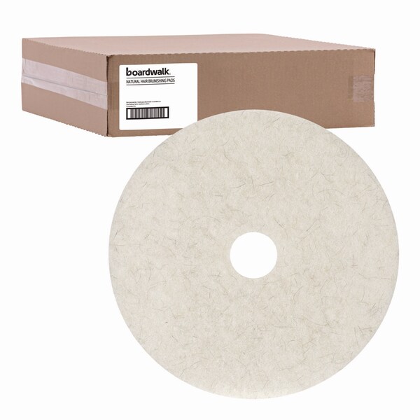 Boardwalk Natural Burnishing Floor Pads, 27 Diameter, White, 5PK - 7000126619