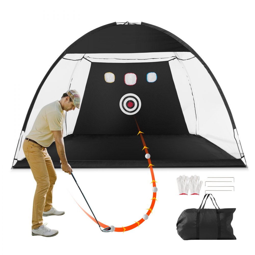 VEVOR Golf Net, 10x7ft Golf Practice Net, Indoor Outdoor Home Golf Swing Training, Golf Hitting Aid Net with Target and Carry Bag, for Backyard Driving Chipping, Gift for Men, Golf Lovers, Sports Game - ZPK10X7YCDWDX30OKV0