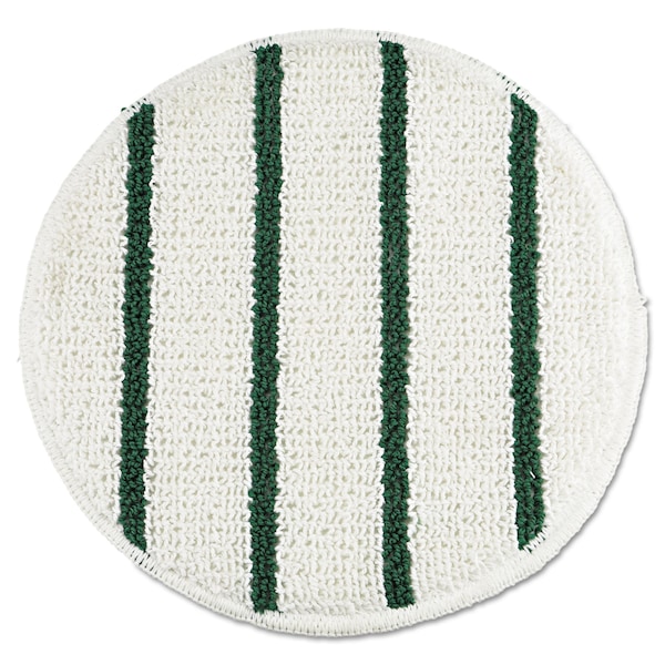Rubbermaid Commercial Low Profile Scrub-Strip Carpet Bonnet, 19" Diameter, White/Green, PK5 - FGP26900WH00