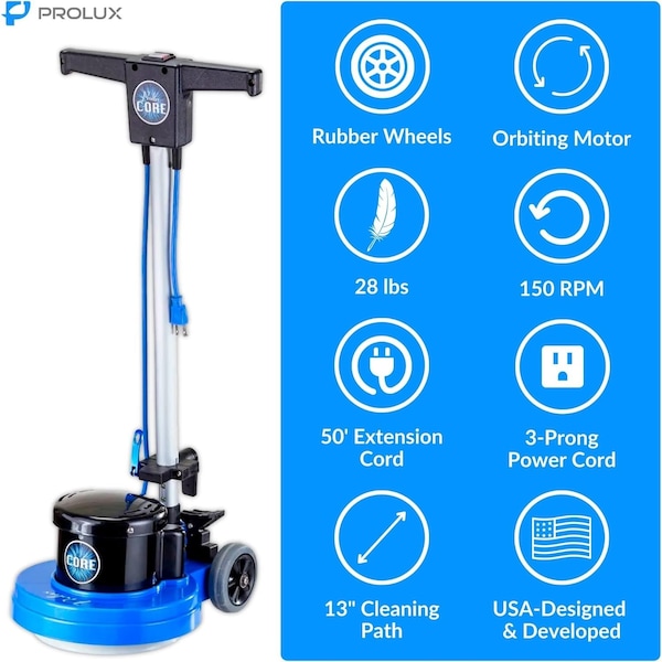 Prolux Core 13in Heavy Duty Commercial Polisher Floor Buffer Machine Scrubber and 5 Pads - PROLUX_CORE1