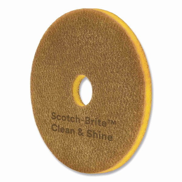 Scotch-Brite Clean and Shine Pad, 15 in. Diameter, Brown/Yellow, 5PK - 7100148013