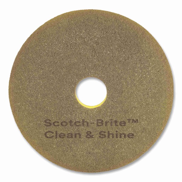 Scotch-Brite Clean and Shine Pad, 19 in. Diameter, Brown/Yellow, 5PK - 7100148014