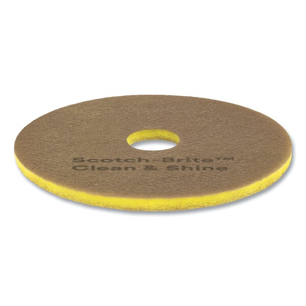 Scotch-Brite Clean and Shine Pad, 19 in. Diameter, Brown/Yellow, 5PK - 7100148014
