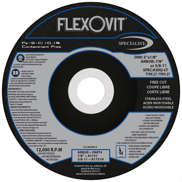 Rueda de corte de centro deprimido Flexovit - A1731