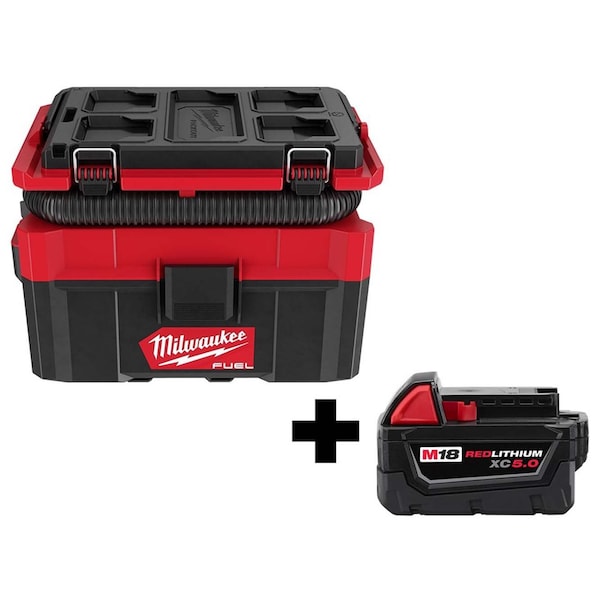 Milwaukee Tool M18 Wet/Dry Vacuum, M18 Battery Pack - 0970-20, 48-11-1850