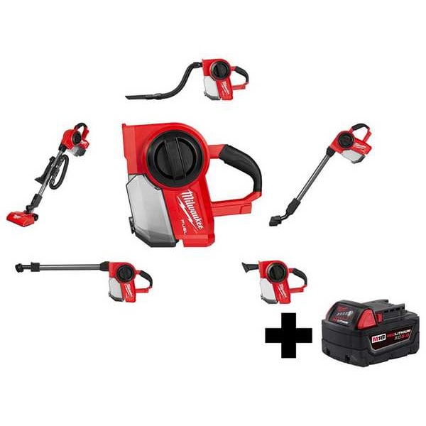 Milwaukee Tool M18 Compact Vacuum, M18 Battery Pack - 0940-20, 48-11-1850