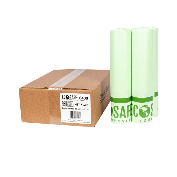 Ecosafe 48X60 in. Compostable Bin Liner, 0.85 Mil, 80Pk - HB4860-85