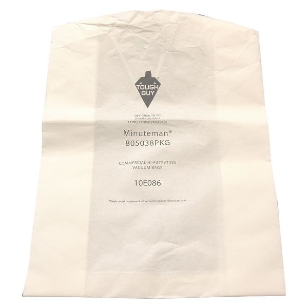 Tough Guy Vacuum Bag, 2-ply, Paper Bag, 12 PK - 10E086