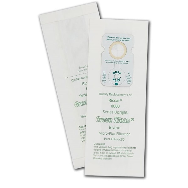 Green Klean Riccar 8000 Series Upright Model Type B Replacement Vacuum Bags, 10Pk - GK-RIC80