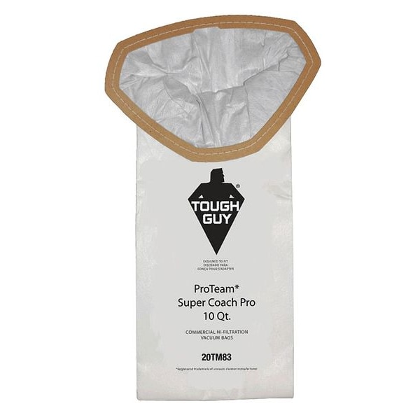 Tough Guy Vacuum Bag, 2-ply, Paper Bag, 10 PK - 20TM83