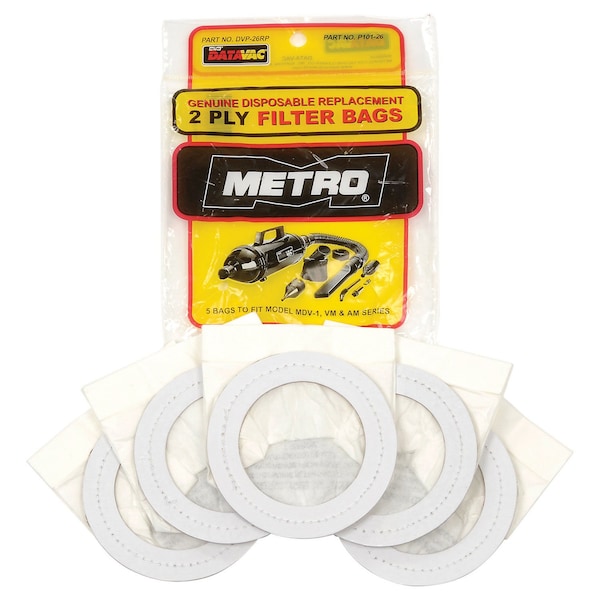 Metrovac Disposable Vacuum Bags, 5 PK - 120-117018