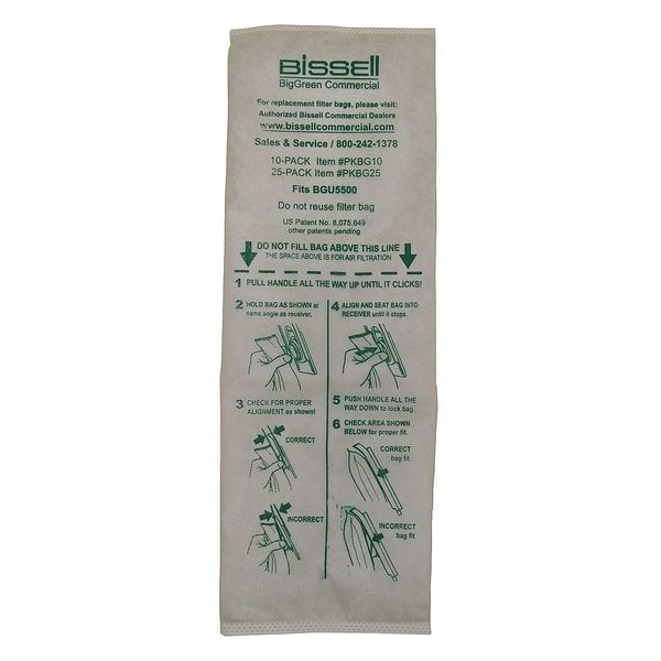 Bissell Commercial Vacuum Bag, Multi-Ply, Cloth Filter, 25 PK - PKBG25