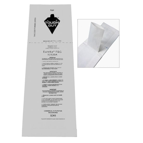 Tough Guy Vacuum Bag, 1-Ply, Paper Bag, 10 PK - 3ZJK3