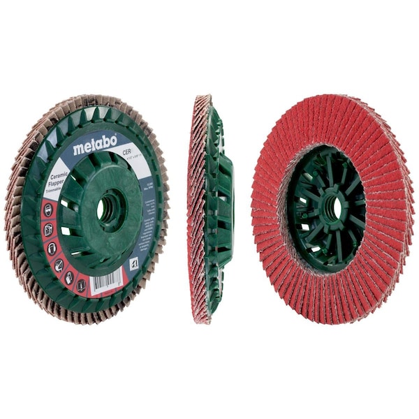 Disco de Láminas Cerámico de 4 1/2 pulgadas tipo Flapper 40 5/8"-11 T29 Metabo Recortable (PB) - 629455000