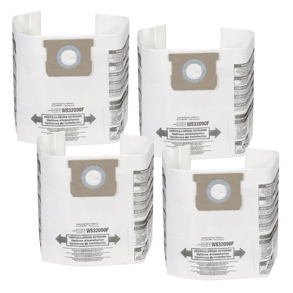 Workshop Wet/Dry Vacs 4pk Fine Dust Vac Collection Bags for 5-9 Gal. Wet/Dry Shop Vacuums, 4PK - WS32090F2