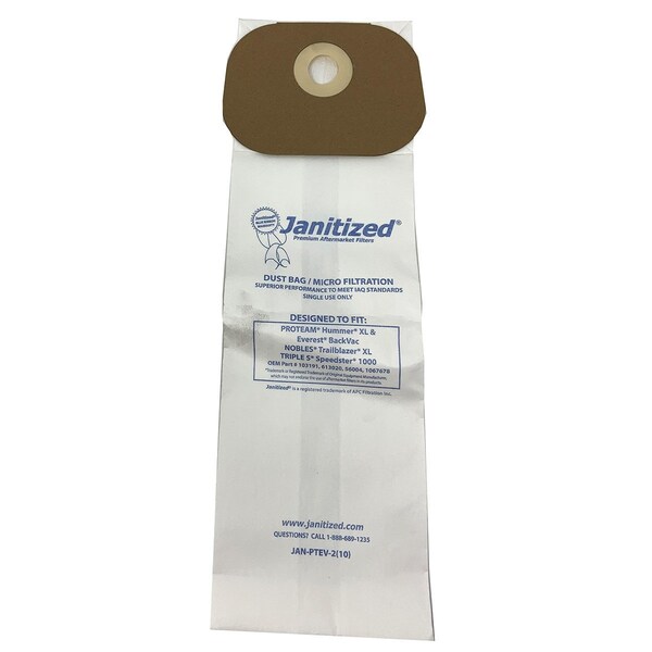 Gofer Parts Replacment Vacuum Bag For Nobles/Tennant 613020, ProTeam 103191 - GVBAG1020