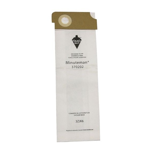Tough Guy Vacuum Bag, 2-ply, Paper Bag, 10 PK - 3ZJK6