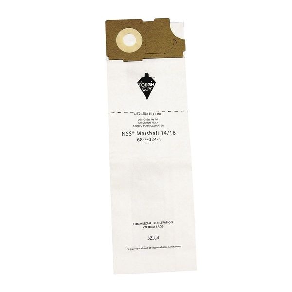 Tough Guy Vacuum Bag, 2-ply, Paper Bag, 10 PK - 3ZJJ4