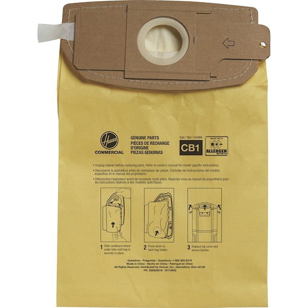 Hoover HushTone 6-Quart Vacuum Bags, Type CB1, 60 PK - HVRAH10273CT