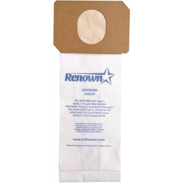 Renown Vacuum Bag for Electrolux U/ProTeam ProForce Equivalent To 248, 103483, 62100, 10PK - PAP602