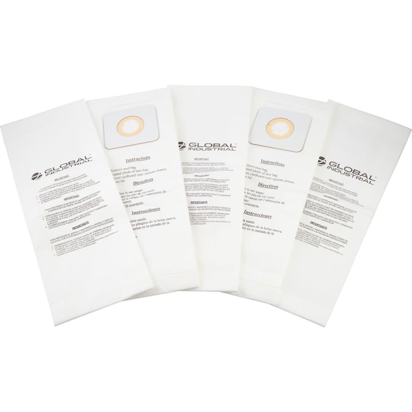 Global Industrial Replacement HEPA Disposable Dust Bags, for Upright Vacuum 641835, 5PK - RP6700