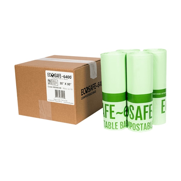 Ecosafe 33X48 in. Compostable Bin Liner, 0.85 Mil, 90Pk - HB3348-85